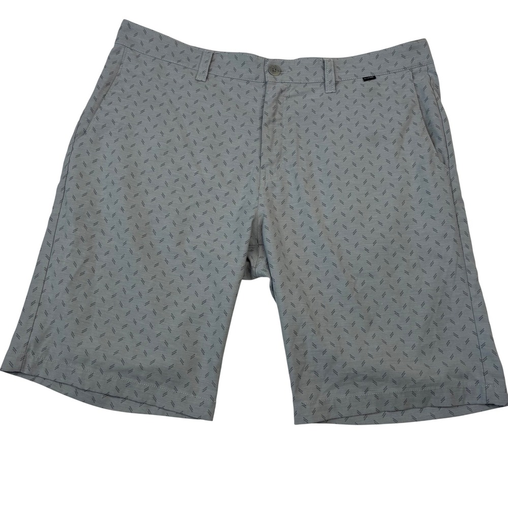 TravisMathew Golf Shorts Men 38 Gray Geometric‎ Dash Print Stretch Performance